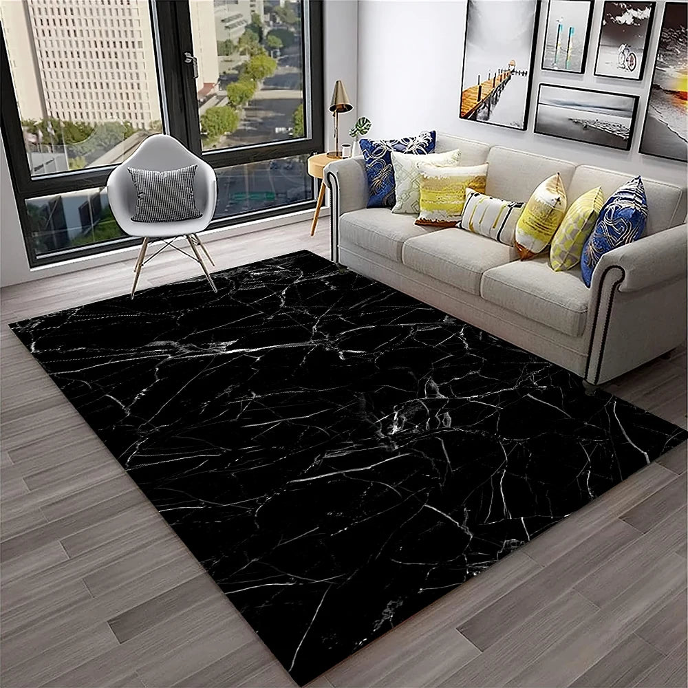 Luxurious Black Green Gold Colour Marble 3D Carpet Rug for Home Living Room Sofa Doormat Decor,kids Area Rug Non-slip Floor Mat
