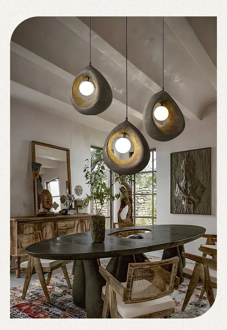 Japanese Wabi Sabi Pendant Lights Minimalist Bedroom Kitchen Island G9 LED Chandeliers Home Decor Living Room Hanging Lamps