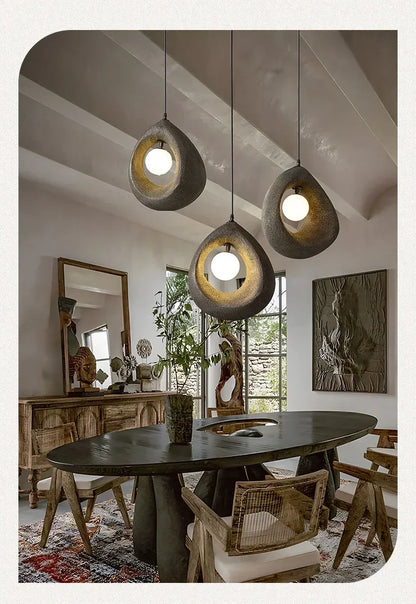 Japanese Wabi Sabi Pendant Lights Minimalist Bedroom Kitchen Island G9 LED Chandeliers Home Decor Living Room Hanging Lamps