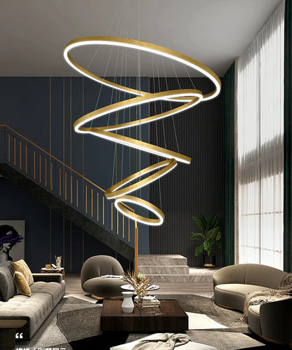 Modern LED pendant lights suitable for bedrooms, living rooms, and dining rooms. Circular ceiling chandelier, home lighting.