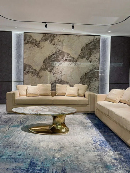 Light Luxury Living Room Sofa High-end Home Furniture for Large Villa L-shaped Leather Couch Designer Furniture Sofa for Villa