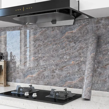 80cm Width Oil Proof Wall Stickers Waterproof Foil Wallpaper Marble Self Adhesive Mould Proof Sticker for Kitchen Bathroom Decor