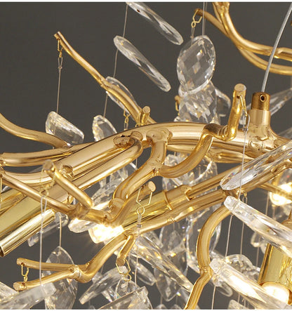 Dining Room Chandelier Long Shaped Dining Room Circular Branch Simple French Luxury Villa Living Room Crystal Lighting Fixtures