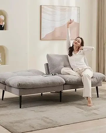 Convertible Sectional Couches for Living Room, L-Shaped Couch 3 Seats Sofas with Storage Chaise & 2 Cup Holders, Small Sofa