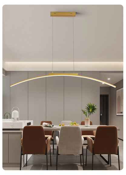 Modern LED Pendant Light Dimmable Hanging Lamp for Dining Room Kitchen Minimalist Arc Design Restaurant Energy Saving, Easy Inst