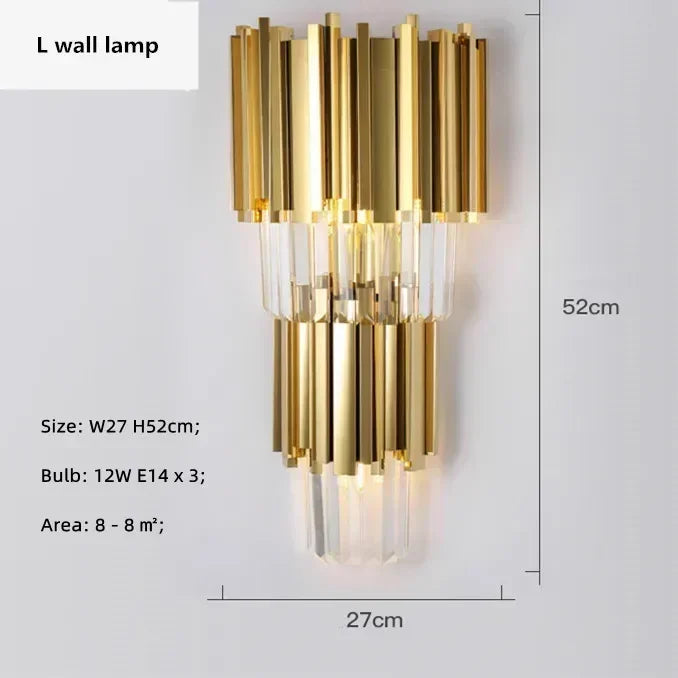Light luxury golden luxury chandelier interior lighting hotel living room ceiling Led glossy lighting fixture crystal chandelier