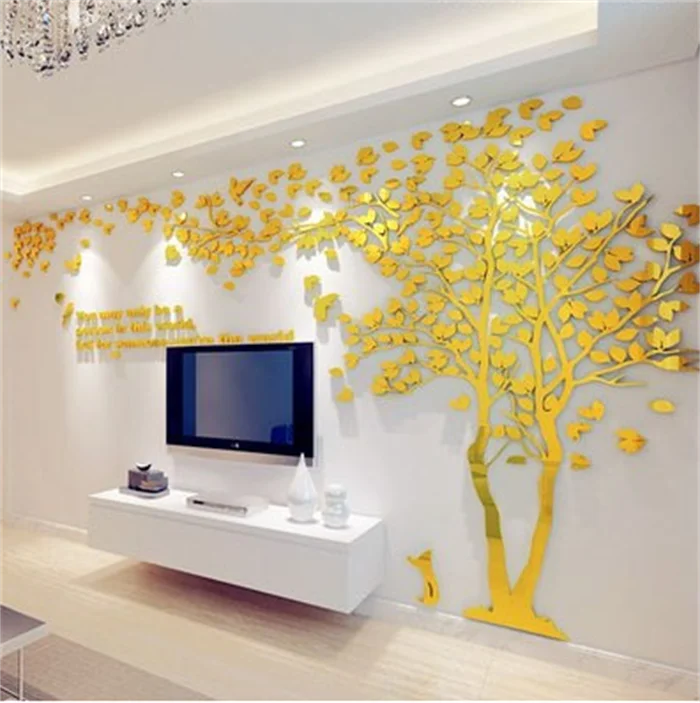 3D Mirror Tree Wall Sticker, Living Room Decals, DIY Acrylic Art, TV Background Wall Poster, Home Decoration, Bedroom Wallpaper