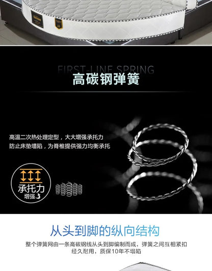 Cozy Spring Round Mattresses Hard Foldable Folding Queen Round Mattress King Size Sleeping Colchon Plegable Bedroom Furniture