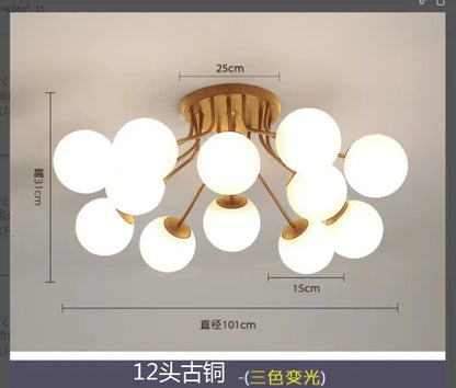 Nordic Milk White Glass Chandel Ceiling Lights for Living Room Bedroom LED Chandelier Kitchen Light Black Lighting Light Fixture