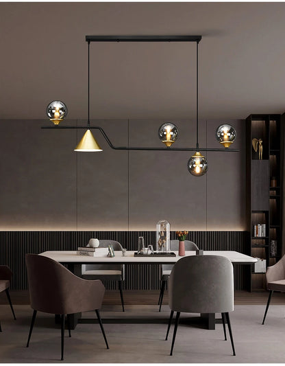 Nordic Black LED Chandelier For Living Room Kitchen Modern Home Indoor Ceiling Lighting Fixtures Glass Ball E14 Hanging Lamps