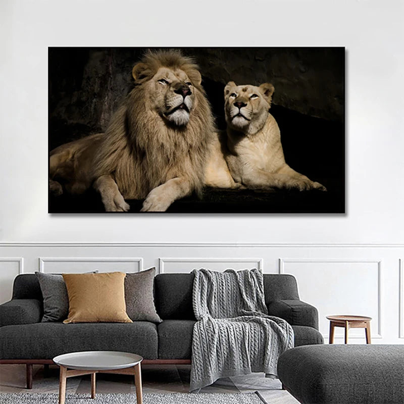 Large Size Lion Leopard Animals Posters African Elephant Tiger Wall Picture Canvas Painting One Piece Home Decoration No Frame