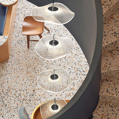 Led Staircase Pendant Lamp Modern Circular Lotus Leaf Living Room Chandelier Designer Villa Style Large Penthouse Chandelier