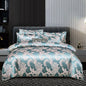Floral Jacquard Satin Duvet Cover Set Queen 3 Piece Luxury Silk Like Bedding Comforter Covers with Zipper Closure & Corner Ties