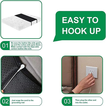 Half Grounding Mat for Bed Anti-slip PU Leather Earthing Mattress With Grounding Cord & Plug Adapter