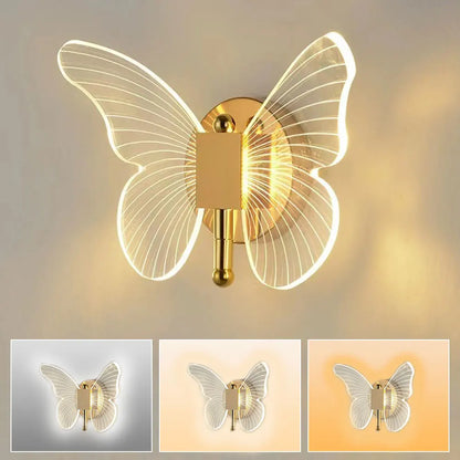 LED Butterfly Wall Lamp Indoor Lighting Home Bedroom Modern Butterfly Wall Lamp Creative Living Room Decoration Ceiling Light