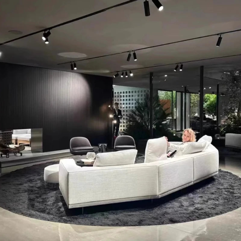 Large Nordic Italian Sofa Luxury Beige Leather Designer Modern Double Couch Living Room Chaise Canape Salon Home Furniture