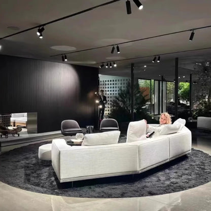Large Nordic Italian Sofa Luxury Beige Leather Designer Modern Double Couch Living Room Chaise Canape Salon Home Furniture