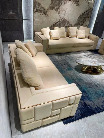 Light Luxury Living Room Sofa High-end Home Furniture for Large Villa L-shaped Leather Couch Designer Furniture Sofa for Villa