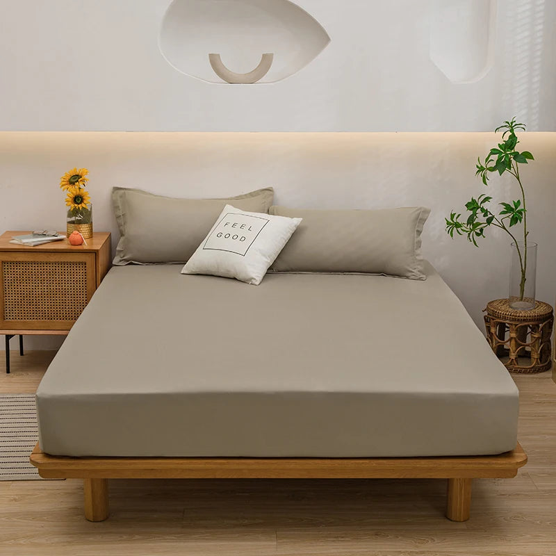 Solid Color Fitted Sheet with 2 Pillowcase Hotel Luxury Deep Pocket Sheet Soft Microfiber Breathable & Comfy Bed Sheet Set, Twin