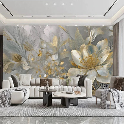 Wallpaper Luxury Creative Home Decoration 3D Stereoscopic Embossed Golden Flowers Wall Mural Paper Bedroom Living Room Backdrop