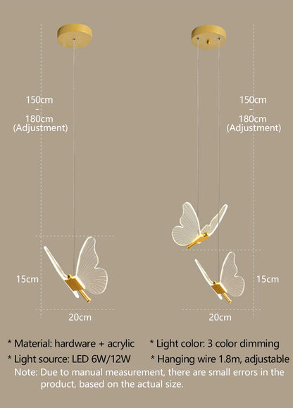 Butterfly Chandelier LED Ceiling Pendant Light Hanging Lamp Dining Living Room For Home Decora Indoor Lighting Bedroom Luminaire