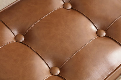 Small FootStool Ottoman with Stable Metal Legs Upholstered Footstool Padded Foot Rest PU Leather Rectangle Small Step Stool