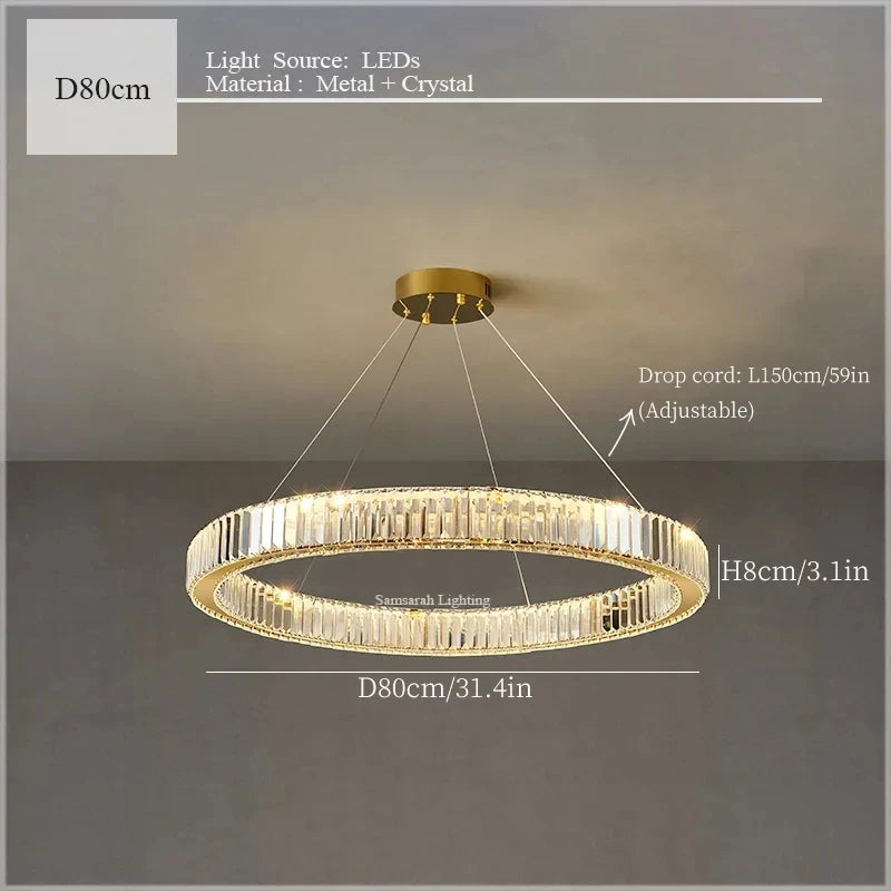 2024 Led Luxury Crystal Ceiling Pendant Lamp Living Room Bedroom Hanging Chandelier Bar Dining Table Light for Room Decor Lustre