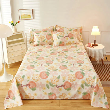 Abstract Geometric Stripe Lines Flat Sheet 3 Pieces 100% Cotton Bed Sheet Soft Comfortable Bedding for Guestrooms and Bedroom