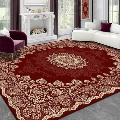 Vintage Persian Red Carpet Living Room High-end Luxury American Hairless Tea Table Rug Bedroom Bed End Anti-slip Large Area Mat