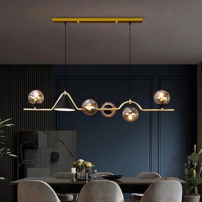 Nordic Black LED Chandelier For Living Room Kitchen Modern Home Indoor Ceiling Lighting Fixtures Glass Ball E14 Hanging Lamps