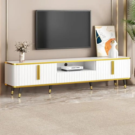 TV Stand Cabinets Drawers Entertainment Center Luxury Minimalism Practical Up to 85" Shelf Open Storage Circu Connect Power