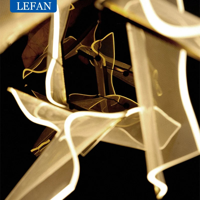 Light Guide LED Modern Chandelier living room decor lighting Duplex Rotating Stairs Pendant Lamp Dining room Hanging Lights