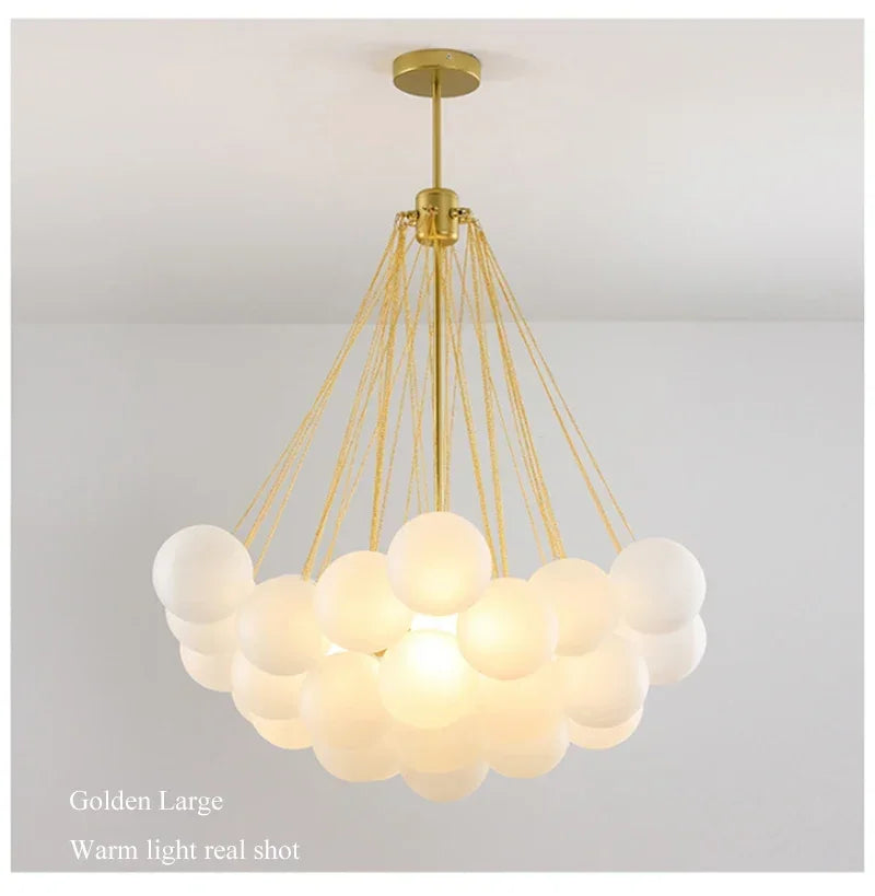 Nordic Bubble Glass Chandelier for Living Dining Table Room Decoration Frosted Glass Gold Black LED Ceiling Pendant Light