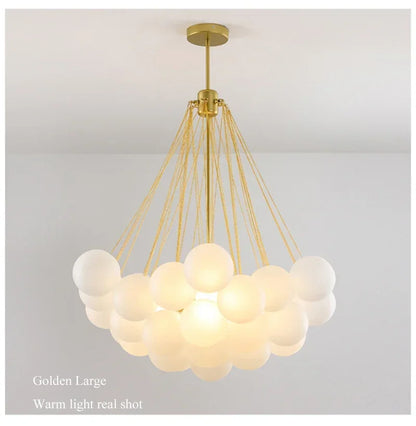 Nordic Bubble Glass Chandelier for Living Dining Table Room Decoration Frosted Glass Gold Black LED Ceiling Pendant Light