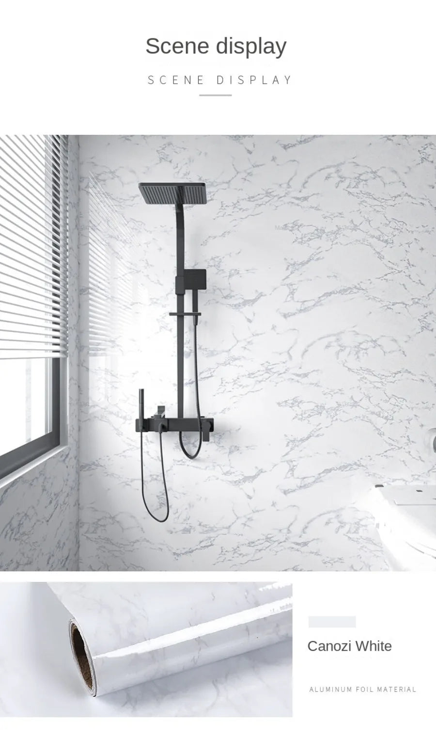 Foil Marble Self Adhesive Waterproof Wallpaper for Bathroom Wall Deocr Kitchen Oil Peoof High Temperature Resistance Stickers