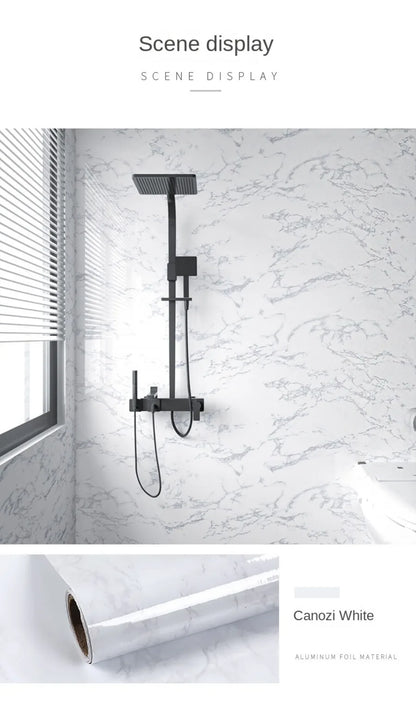Foil Marble Self Adhesive Waterproof Wallpaper for Bathroom Wall Deocr Kitchen Oil Peoof High Temperature Resistance Stickers