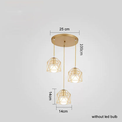 Industrial Pendant Light Adjustable Hanging Lamp for Ceiling Light Fixture Metal Cage Chandelier Lighting for Island Dining Room