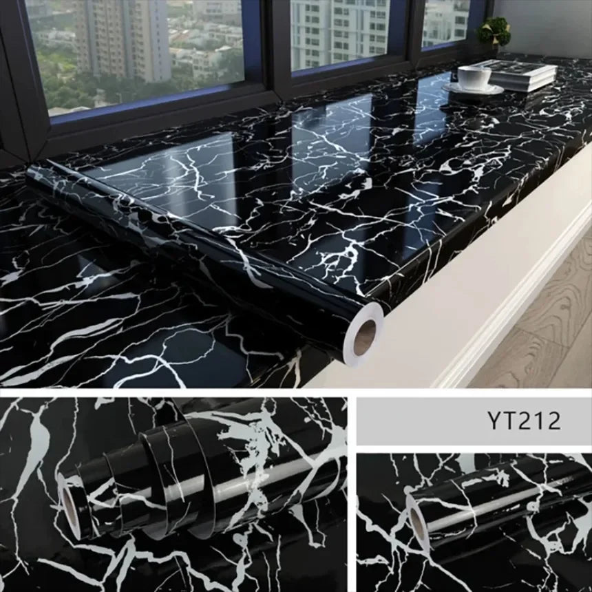 80cm Width Oil Proof Wall Stickers Waterproof Foil Wallpaper Marble Self Adhesive Mould Proof Sticker for Kitchen Bathroom Decor