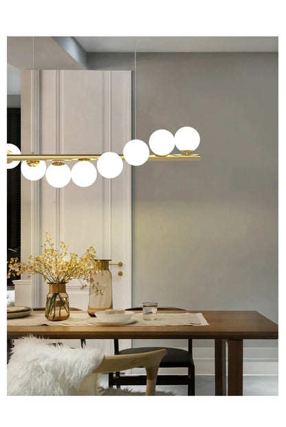 Modern Led Long Ceiling Chandelier Suspension Glass Balls Dining Table Room Kitchen Home Decor Hanging Lamp Front Desk Lights