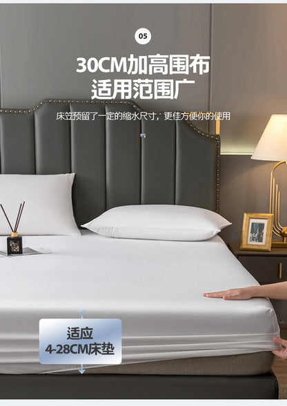 Waterproof Fitted Sheet Single Double Queen Size Mattress Cover Solid Color Fit Sheet 80x200 180x200 With Elastic Band Bed Sheet