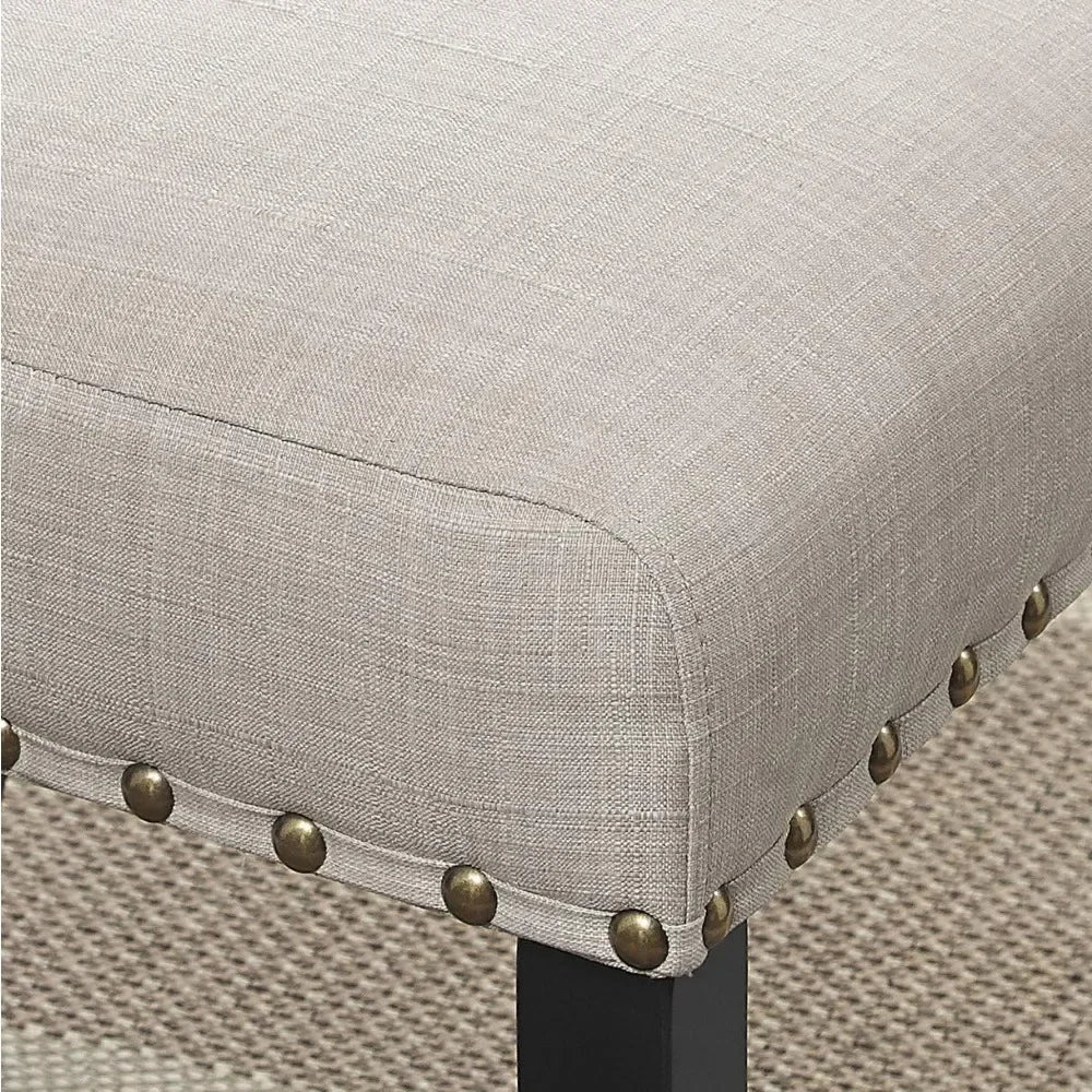 Furniture Biony Dining Collection Espresso Wood Set Fabric Nailhead Chairs