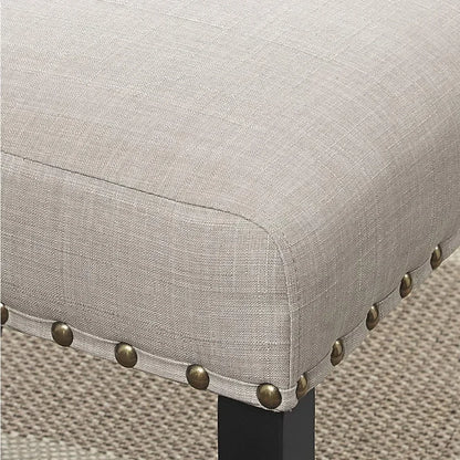 Furniture Biony Dining Collection Espresso Wood Set Fabric Nailhead Chairs