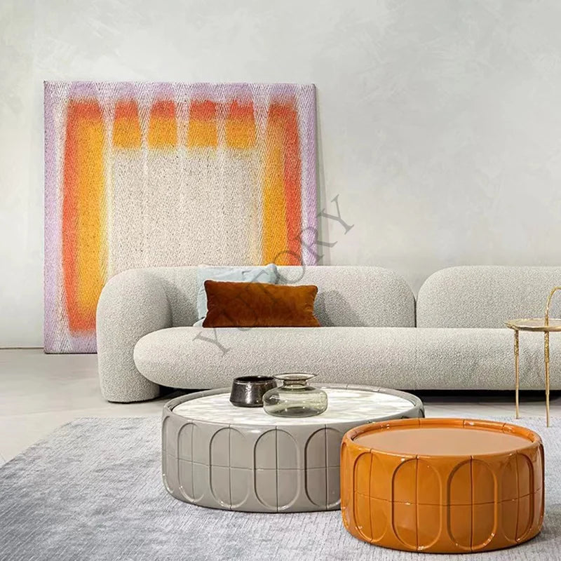 Italian minimalist double three-person small apartment living room sofa lambswool fabric leisure sofa