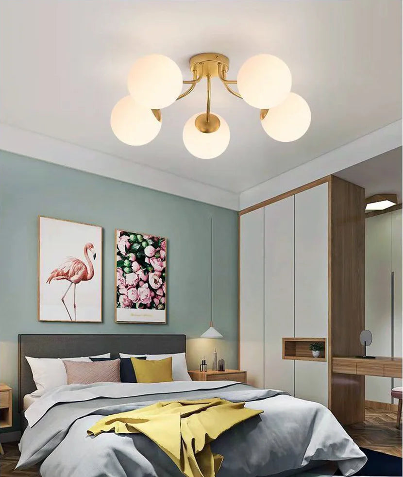 Nordic Milk White Glass Chandel Ceiling Lights for Living Room Bedroom LED Chandelier Kitchen Light Black Lighting Light Fixture