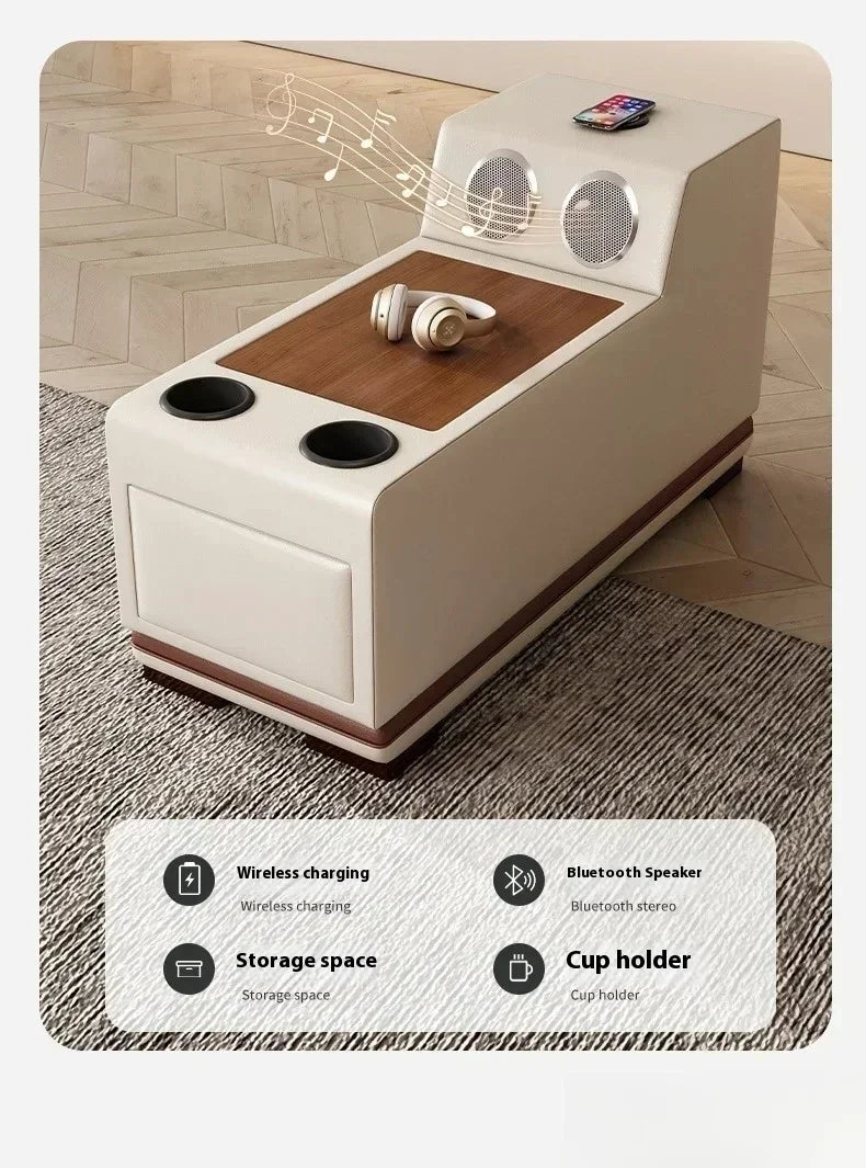 MINGDIBAO Premium Italian Genuine Leather Sofa Set for Living Room with Adjustable Headrests, Bluetooth Speaker, Wireless Charge