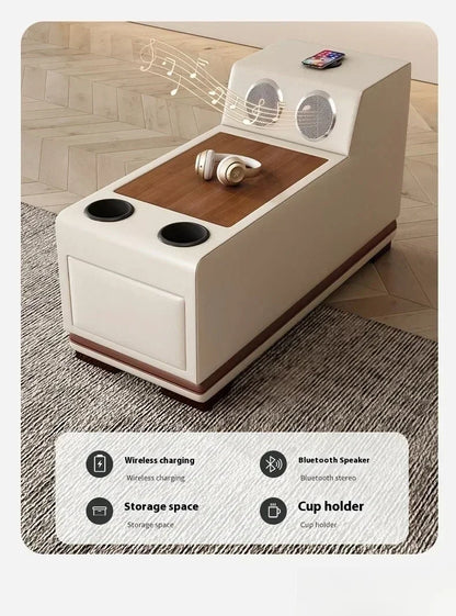 MINGDIBAO Premium Italian Genuine Leather Sofa Set for Living Room with Adjustable Headrests, Bluetooth Speaker, Wireless Charge