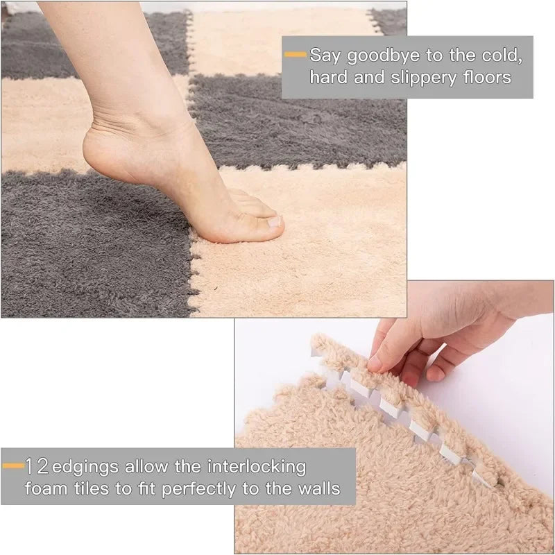 EVA Crawling Mat Stitching Suede Floor Mat Baby Play Mat Home Fashion Living Room Bedroom Puzzle Foam Carpet 30*30*1x1.0cm