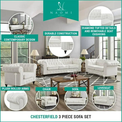 Sofa Set Living Room Chair Juegos Leather Couch Sofa Chair for Bedroom Modern Chesterfield Tufted Leather Chair Leather Sofas