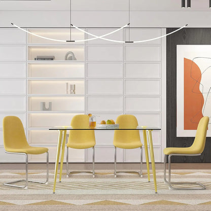 Glass Dining Table Set for 4,5 Piece Dining Table and Chairs Set，Modern Kitchen Dining Room Table with 4 Black PU Leather
