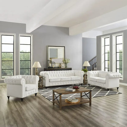 Sofa Set Living Room Chair Juegos Leather Couch Sofa Chair for Bedroom Modern Chesterfield Tufted Leather Chair Leather Sofas